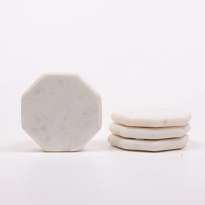 Hexagon Shape Marble Coasters Non-Slip Coffee Table Desk <b>Mat</b> with <b>round</b> Pattern for Home Office or Christmas Decor - Product Image 1