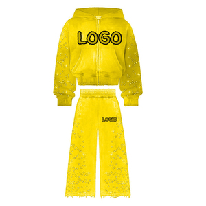 Chándal con estampado gráfico de peso pesado fácil de usar, chándal con diamantes de imitación para hombre con serigrafía de alta calidad - Product Image 6