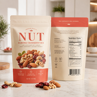 Sachets Doypack Personnalisés avec Logo pour Fruits Secs, en Mylar Mat, Refermables avec Fermeture Zip, pour Mélange de Noix, Amandes, Noix de Cajou, Snacks 100g 250g