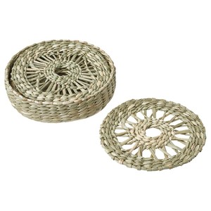 Rattan <b>Wicker</b> Coasters for Living Room Rattan Coasters and <b>Placemats</b> Natural Sea Grass Woven Coasters Tablemats Round Cork Pads - Product Image 2