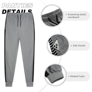 Survêtement gris à imprimé géométrique pour homme, manches longues, fermeture éclair, tenue de jogging sportive, respirant, polyester et coton, vêtements d'automne - Product Image 4