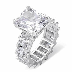 925 Sterling Silver High Quality Silver Plated Fine <b>Rings</b> VVS Moissanite <b>Diamond</b> <b>Ring</b> Radiant Cut <b>Diamond</b> <b>Ring</b> for Unisex - Product Image 2