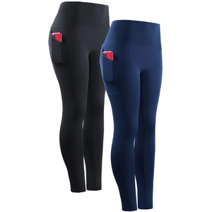 Leggings de yoga tricotés unis pour femmes, taille haute, épais, respirants, pour la gym et la course, livraison mondiale, directement de l'usine, faible MOQ - Product Image 2