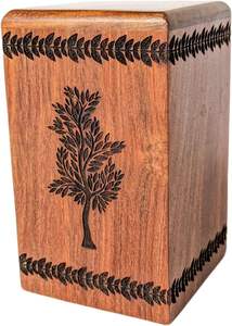 Memorial Wooden Cremation <b>Urn</b> <b>For</b> Human <b>Ashes</b> With Artistic Carving Design <b>For</b> Keepsake Decoration - Product Image 5