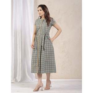 Vestido Corto Informal de Algodón Estampado Verde Mar, Largo hasta la Rodilla, Transpirable y Elegante para el Verano, Playa o Club, Talla XS, ODM - Product Image 6