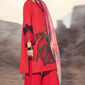Conjunto de estola y Shalwar Kameez de seda de invierno de 3 piezas para mujer sin costuras para adultos para fiestas en India y Pakistán - Product Image 4