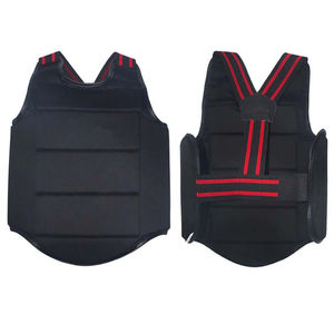 Protège-poitrine de boxe MMA pour l'entraînement au Muay Thai et au kickboxing, cuir PU durable noir, taille grande - Product Image 5