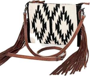 Nuevo diseñador de mano Tooled Fringe Aztec Saddle Manta Bolso Jacquard Color blanco Bolso Bolsos elegantes para mujeres - Product Image 5