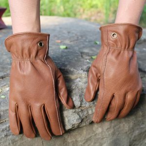 Gants de travail en cuir de vachette marron de haute qualité pour hommes et femmes pour le jardinage de construction avec paume renforcée - Product Image 6