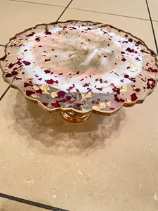 Epoxy Resin <b>Cake</b> <b>Stand</b> With Golden <b>Paper</b> Design for Wedding Hotel and Home Resin By taqi craft - Product Image 2