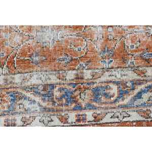 Tapis vintage 3,8x6,9 pieds, tapis turc, tapis à imprimé animalier marron et bleu - Product Image 5