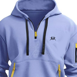 Warm Half Basics Zipper <b>Hoodie</b> With Brushed Fleece Fabric For Cool Days Urban Look Half Zipper <b>Hoodie</b> - Product Image 5