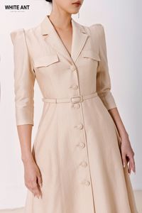 Precio al por mayor Vestidos de verano para mujer Bolsillos delanteros Vestido Rafael Notcher Tela de buena calidad Ropa de mujer Whiteant Vietnam - Product Image 4