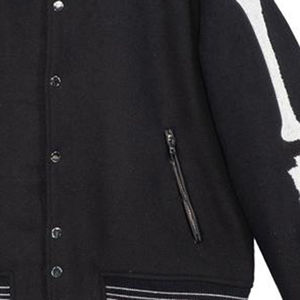 Chaqueta de bombardero con letras de béisbol universitaria de chenilla bordada personalizada para hombre, ropa de calle Vintage, chaqueta universitaria de manga de cuero en blanco - Product Image 6