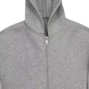 <b>Grey</b> Rhinestone Men's Luxury Crystal Zip Bling Sparkle Streetwear Hip Hop Fashion Diamond Autumn Oversized <b>Sweatshirts</b> - Product Image 3