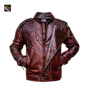 Venta caliente para hombre estrella Halloween Cosplay abrigo venta al por mayor chaqueta de cuero de imitación granate desgastado - Product Image 1