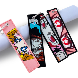 Tùy chỉnh quảng cáo <span class=keywords><strong>Anime</strong></span> đôi bên thêu vải Keychain / Keytag / Keyring - Product Image 1