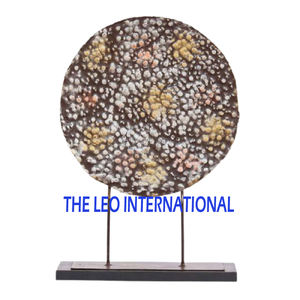 Aluminio Metal forma redonda acabado dorado esculturas modernas de India lujo hecho a mano hogar acento decorativo - Product Image 2