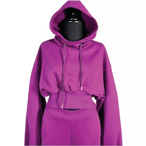 Sweat-shirts à capuche imprimés avec logo personnalisé 100% coton en polaire écologique pour femmes Logo avant d'hiver pastel uni - Product Image 1