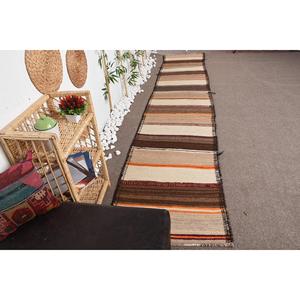 2.7x13.8 ft Rug, Turkish Vintage Runner Rug, <b>Brown</b> Herki <b>Wool</b> Rug - Product Image 1