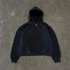 Haut de survêtement baggy tendance Ensemble de survêtements en coton de haute qualité avec fermeture à glissière, sweat à capuche coupe boxy Ensemble deux pièces - Product Image 5