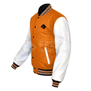 Veste universitaire en cuir d'hiver, nouvelle arrivée, fabrication en usine, manches en cuir, devant à col montant, écologique, respirante, personnalisable, vente en gros - Product Image 2