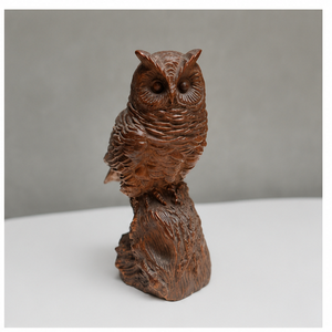 Escultura de Búho de Madera Hecha a Mano, Figura Tallada, Decoración Rústica de Animales para Mesa de Salón - Product Image 4