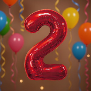 Palloncino Foil Numero 2 Rosso 100cm per Feste, Riempibile con Elio, Decorazione per Feste - Product Image 3