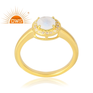 DWS Latest Selling 925 Sterling Silver Silver Plated Natural Rainbow <b>Moon</b> Stone Gemstone <b>Ring</b> Prong Set for Certified Demi Fine - Product Image 1