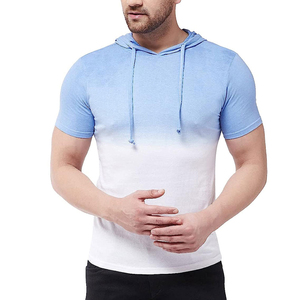 Sudadera con capucha de manga corta para hombre tendencia verano personalizada con cordón de color sólido nueva Sudadera con capucha media manga diseño para gimnasio - Product Image 1