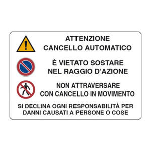 Targa Segnaletica ATTENZIONE Cancello Automatico - Product Image 1