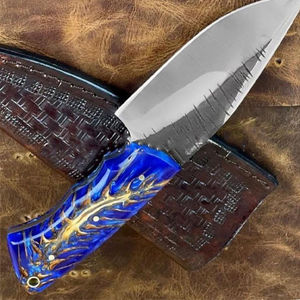 Couteau à dépecer en acier Damas fait main, personnalisable, étui en cuir de vache OEM - Product Image 2