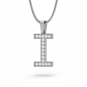 Colgante Unisex con Letra Inicial del Alfabeto I, Diamante Natural de Alta Calidad, Joyería Fina Personalizada con Diamantes Reales - Product Image 1