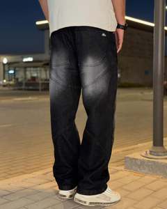 Pantalones holgados de alta calidad para hombre Son fade Black Washed Custom logo Loose Fit Men Jeans Casual Street Cotton Jeans para hombre - Product Image 3