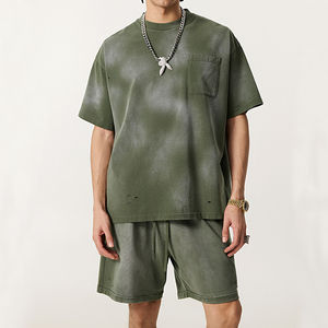 ชุดเสื้อยืดคอกลมแบบไล่ระดับสีสำหรับผู้ชายชุดกางเกงขาสั้นสำหรับงานหัตถกรรมของคนโบราณสีจาง - Product Image 1