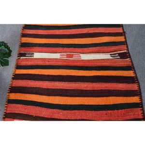 Alfombra Vintage Herki Runner de 3x8.4 pies (92x256 cm), Alfombra Turca Naranja de Lana del Suroeste - Product Image 5