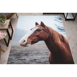 Alfombra de Caballo Salvaje: Alfombra Decorativa Antideslizante, con Pelo Suave - Product Image 1