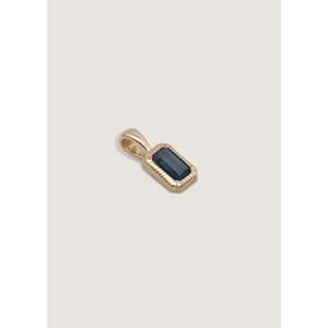 Lyra Religious Style Blue Sapphire <b>Pendant</b> with <b>Emerald</b> Cut Bezel Set in Rose Gold with Rhodium Plating Charm Jewelry - Product Image 3
