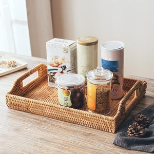 Bandeja de mimbre Natural tejida a mano ecológica de lujo, almacenamiento de madera con estilo moderno para comedor en casa, herramienta elegante para frutas y verduras - Product Image 2
