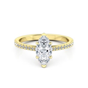 Anillo de compromiso con diamantes cultivados en laboratorio en capas, banda de diamantes marquise, F-VS2, para ocasiones especiales, uso en fiestas, engaste de puntas de oro macizo de 14K - Product Image 2