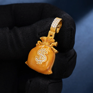 จี้สร้อยคอฮิปฮอปผู้ชายแบบสั่งทำพิเศษ ชุบทอง ประดับเพชร CZ - Product Image 2