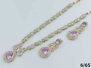 Pendent Stylish Design Indian Traditional&<b>Fashionable</b> Stone Gold Plated Long Necklace Set With Matching Earring <b>Jewellery</b> Set - Product Image 3