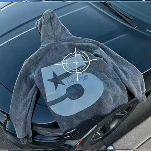 Alta calidad lavado ácido Puff impreso Sudadera con capucha Unisex algodón polar peso pesado gota hombro 400GSM invierno sudaderas con capucha de gran tamaño hombres - Product Image 4