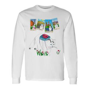 Camiseta de manga larga Fluffy The Cat Travels París Moscú Turín Los Ángeles - Product Image 1