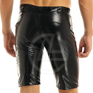 กางเกงขาสั้นหนังสำหรับผู้ชายสไตล์ถนนสูงสวมใส่สบายมีกระดุมปิด - Product Image 5