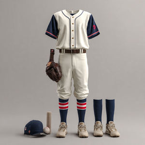 ชุดยูนิฟอร์มเบสบอลซอฟต์บอลสำหรับเยาวชน น้ำหนักเบา ปรับแต่งได้ ผลิตจากโพลีเอสเตอร์ 100% เสื้อแบบติดกระดุม กางเกง ชุดฝึกซ้อมเบสบอล - Product Image 1