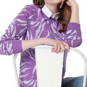 เสื้อสเวตเตอร์ผ้าไหมสำหรับผู้หญิงเสื้อสเวตเตอร์แขนยาวระบายอากาศได้พิมพ์ลายแบบสวมหัวผ้าฝ้ายถักขนาด XS สำหรับฤดูหนาว - Product Image 6