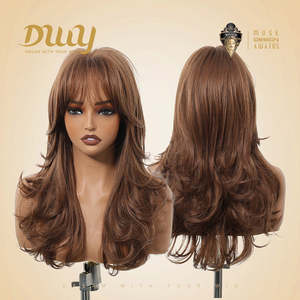 Tansy-DWY Light <b>Brown</b> Long Wavy Glueless Synthetic <b>Wig</b> Machine Made <b>Wigs</b> - Product Image 2