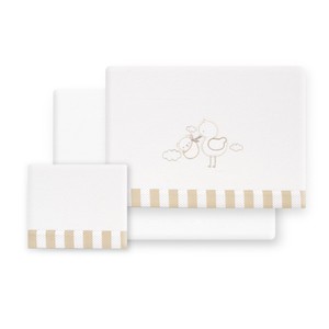 Juego de 3 Piezas de Ropa de Cama de Franela para Cochecito, Diseño Tejido con Personajes - Modelo Cigea-Oso - Product Image 1