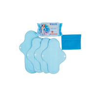 Kit de serviettes hygiéniques lavables et réutilisables en tissu respirant bleu, écologiques, super absorbantes, avec ailettes, modèle 2023, les plus vendues
